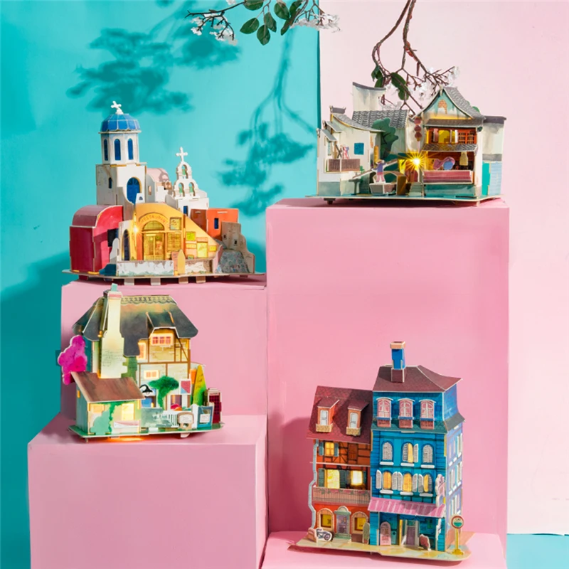 Robotime New Arrival 8 Kinds DIY Doll House with Led Light Children Adult Miniature Wooden Model Building Dollhouse Toy SJ Robotime New Arrival 8 Kinds DIY Doll House with Led Light Children Adult Miniature Wooden Model Building Dollhouse Toy SJ