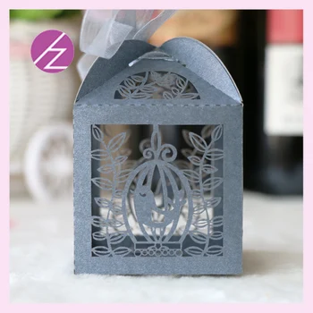 

50pcs/lot Chic Laser Cut Bird Carriage Pattern Wedding Favor Box Romantic Wedding Decoration With Ribbon Party Favor