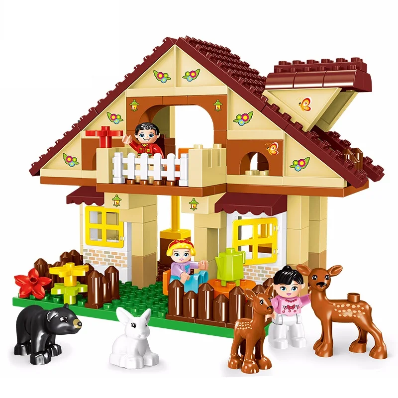 

big Particles model Building Blocks forest paradise house sets children Toys diy city Bricks Compatible With Duplo birthday Gift