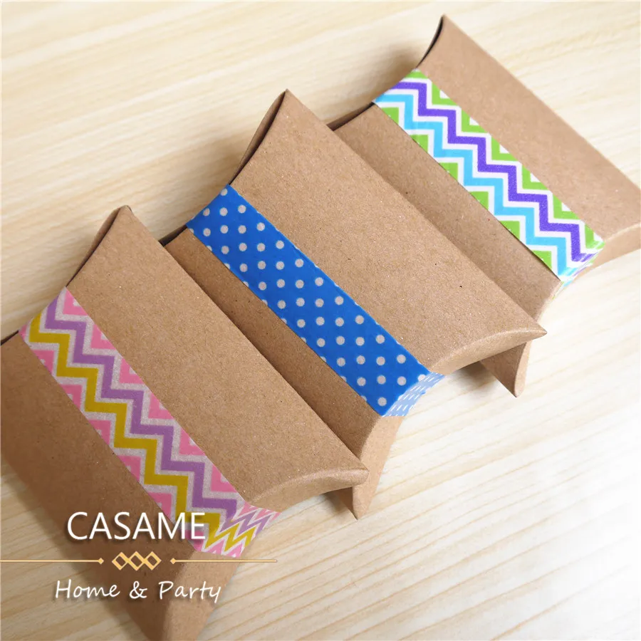 apple pie 50pcs/lot New Style Kraft paper cute small Pillow Shape