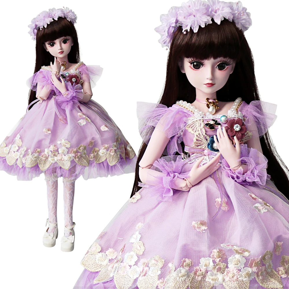 

UCanaan 1/3 BJD Doll Girls SD Dolls 19 Ball Jointed With Full Outfits Brown Eyes Eyelash Kids Toys Chileren Gifts Collection