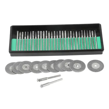 

30pcs Diamond Burs + 10pcs Saw Blades Cutting Discs + 2pcs Mandrels Rotary Tools Accessories