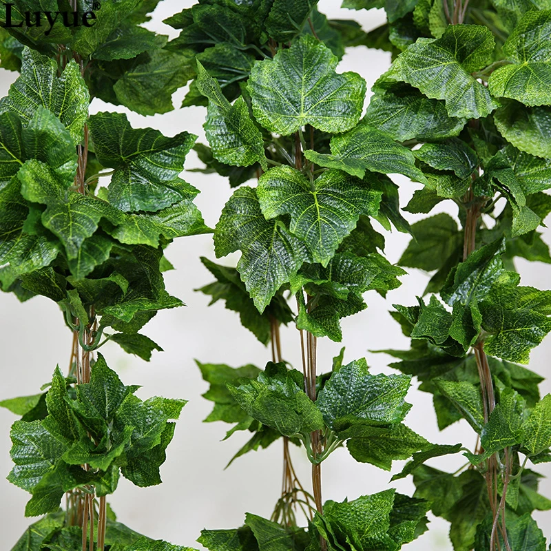 Set of 12 B&S FEEL 95 Inches Artificial Gold Grape Vine Leaf Vine Plant Garland Home Wedding Outdoor Decoration