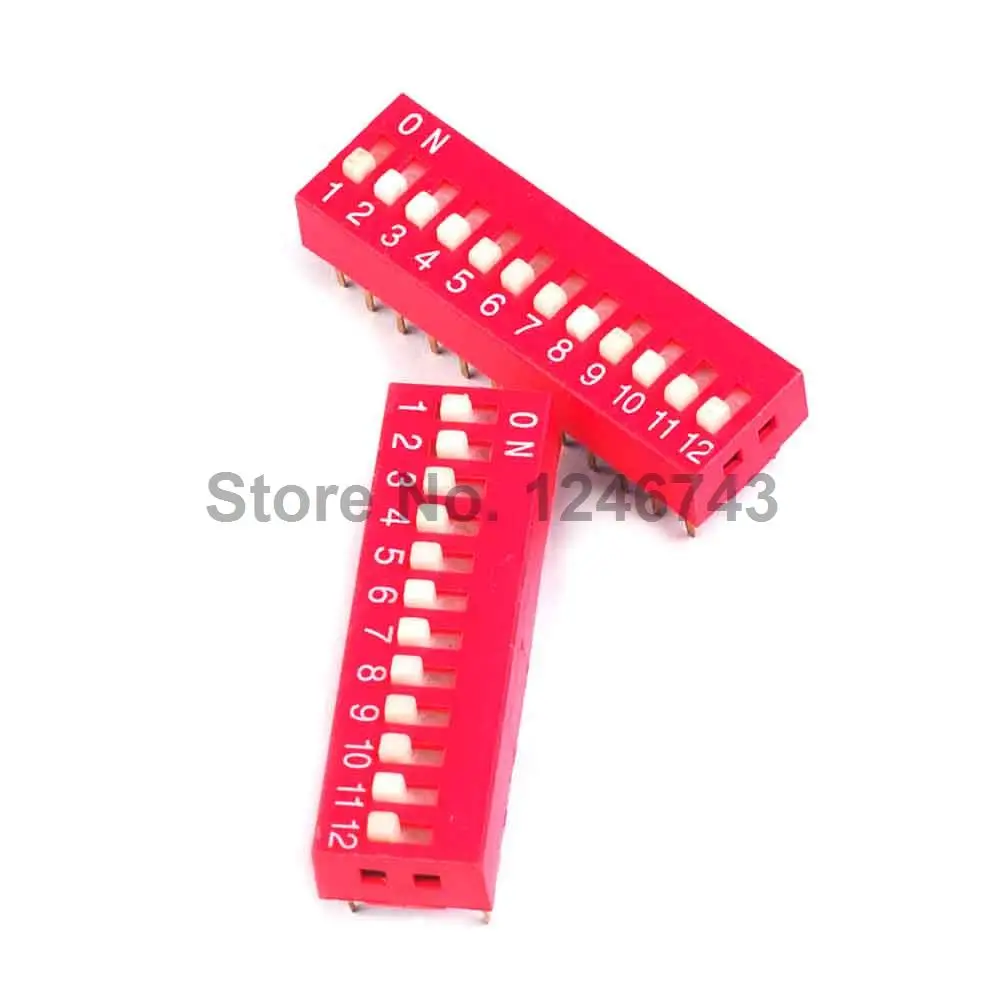 

100PCS 2.54mm 12Pin Flat Dial Switch Toggle Switch DIP Switch