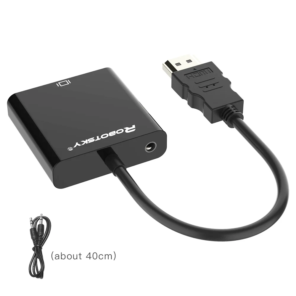 Robotsky HDMI к VGA адаптер цифро-аналоговый av-конвертер кабель для Xbox PS4 ПК ноутбук ТВ коробка к проектору Displayer HD tv