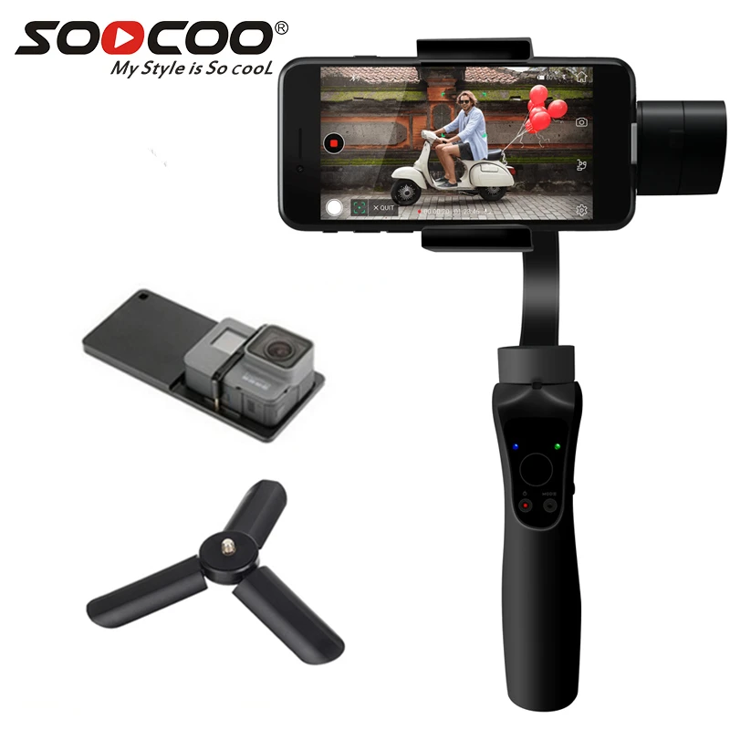  SOOCOO Gimbal Stable Platform 3-Axis Stabilized Handheld Gimbal Extension Mobile Phone Video Stabil