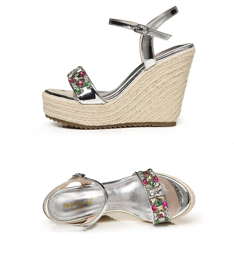 57_2016 New Fashion Summer Luxury Platform Wedge Sandals Womens Small Size Designer Golden High Heels Shoes Online Good Quality
