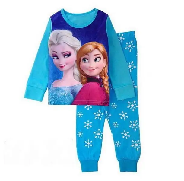 

kids pajamas children sleepwear baby Elsa Anna Blue T-Shirts+Trousers pajamas sets boys girls animal pyjamas cotton nightwear