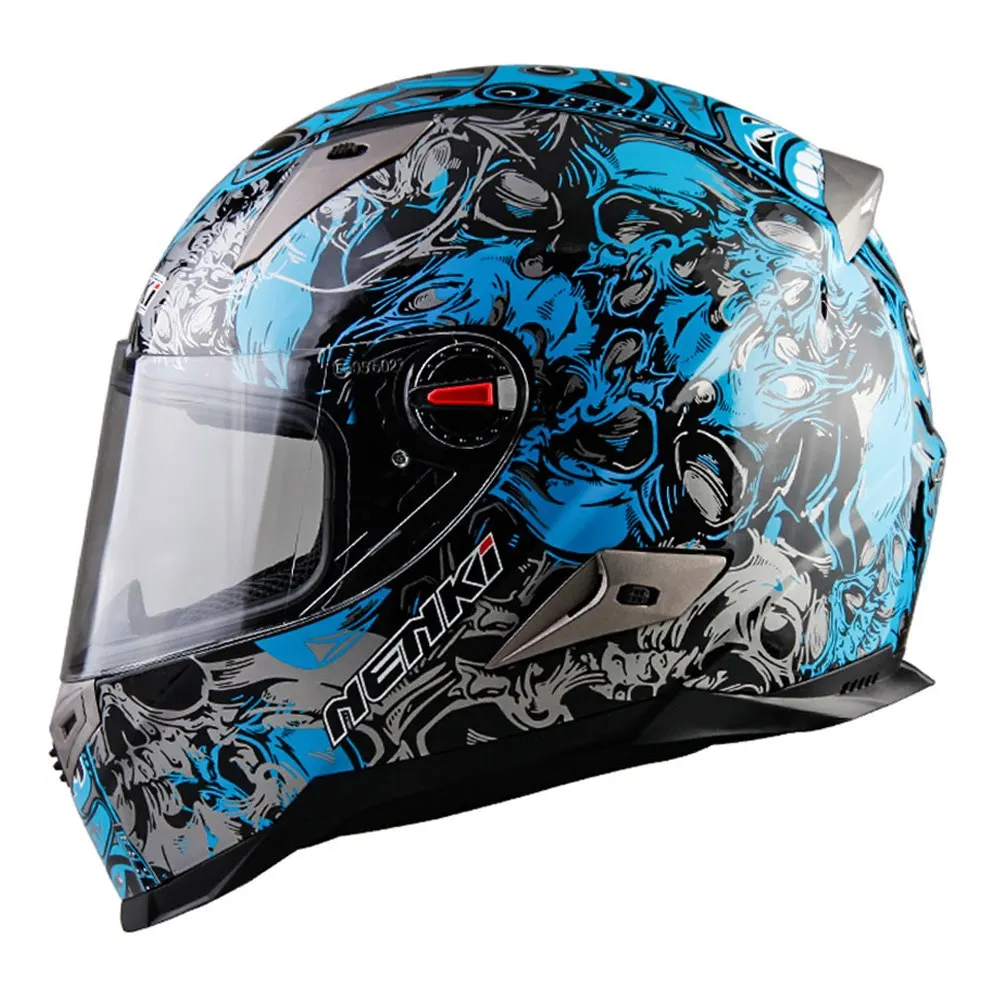 NENKI мотоциклетный шлем туристический мотоциклетный шлем гоночный уличный мото Каско Для мужчин и женщин чоппер Скутер круизер Полный лицевой шлем ECE - Цвет: Blue Pattern