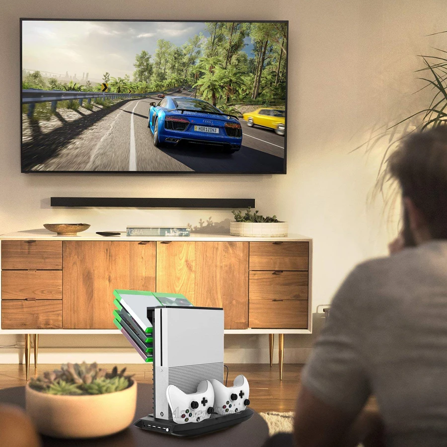 Для Xbox One S консоль вертикальная подставка двойной контроллер зарядное устройство зарядная док-станция игровой держатель кулер охлаждающие вентиляторы 4 usb порта