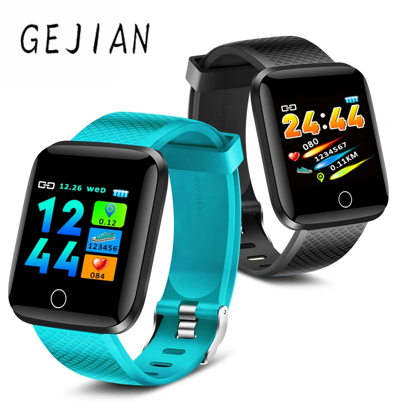 

Relogio GEJIAN2018 New Men Smart Sport Watch Women Fitness Tracker Pedometer Blood Pressure Heart Rate Monitor Smart Watch+Box