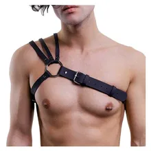 Мужской s SM жгут жилет из искусственной кожи ремни Ремни мужские панк регулируемые грудь половина ремни Подтяжки Пояс Косплей костюмы БДСМ