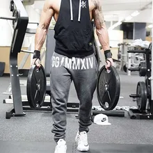 Штаны с буквенным принтом, Мужские штаны для бега, хлопковые спортивные штаны, повседневные штаны для бодибилдинга, дышащие штаны с эластичной талией для тренировок, мужские спортивные штаны