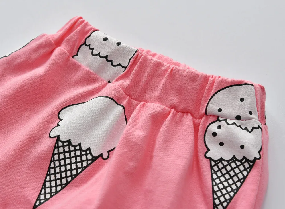Одежда для младенцев 2 предмета, милая Одежда для новорожденных девочек с рисунком мороженого футболка с длинными рукавами Топы и штаны комплект одежды для малышей