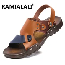 Новые модные роскошные мужские сандалии из кожи мужская обувь ручной работы Летняя обувь из мягкой кожи высококачественные пляжные сандалии на плоской подошве