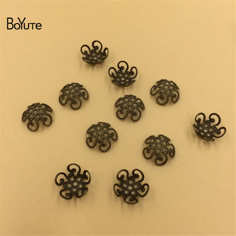 BoYuTe Wholesale (200 PiecesLot) 7 Colors Metal Brass Stamping 410MM Filigree Flower Bead Caps DIY Jewelry Findings (3)