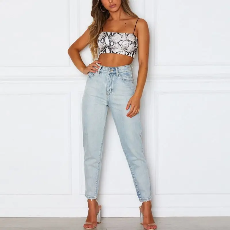 Женский летний сексуальный короткий топ в богемном стиле со змеиным принтом, бандо на тонких бретелях, мини бюстье с открытыми плечами, вечерние Клубные костюмы