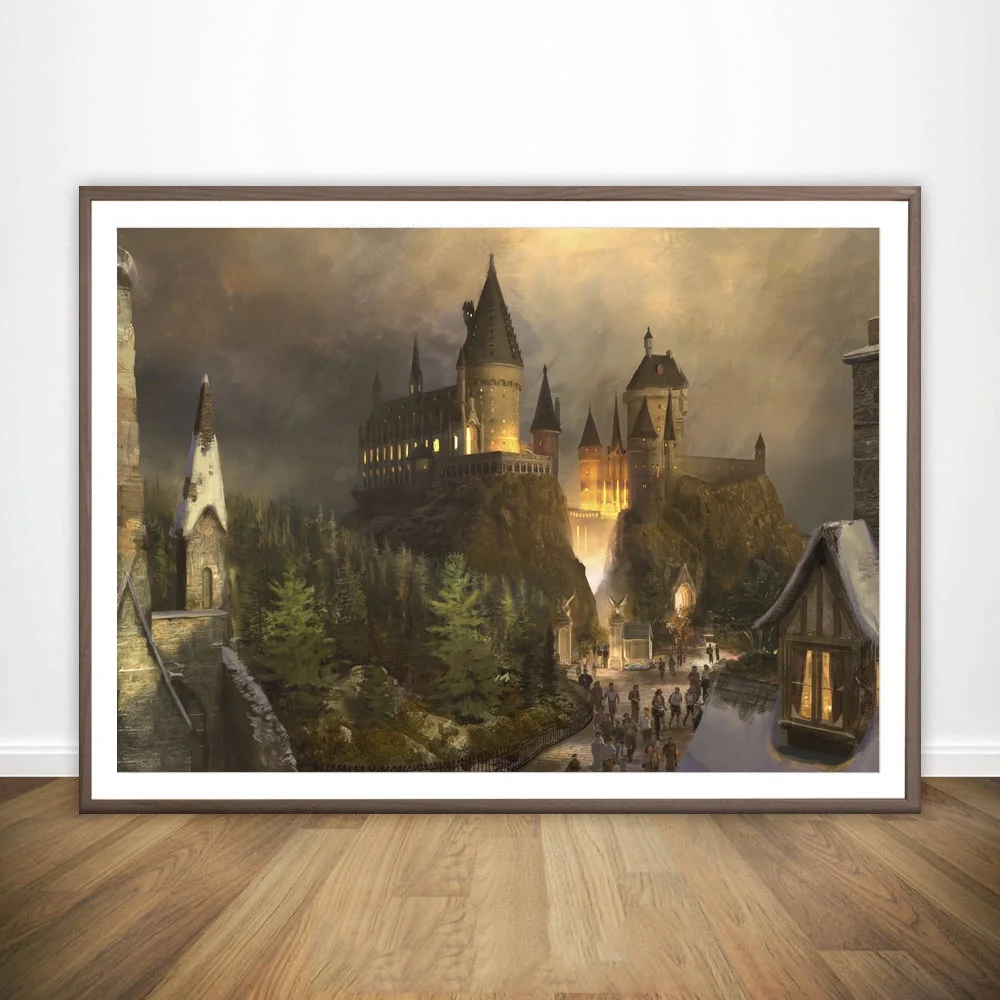 Potter Poster Hogwarts Castle Wall Art Paint Canvas Prints Oil