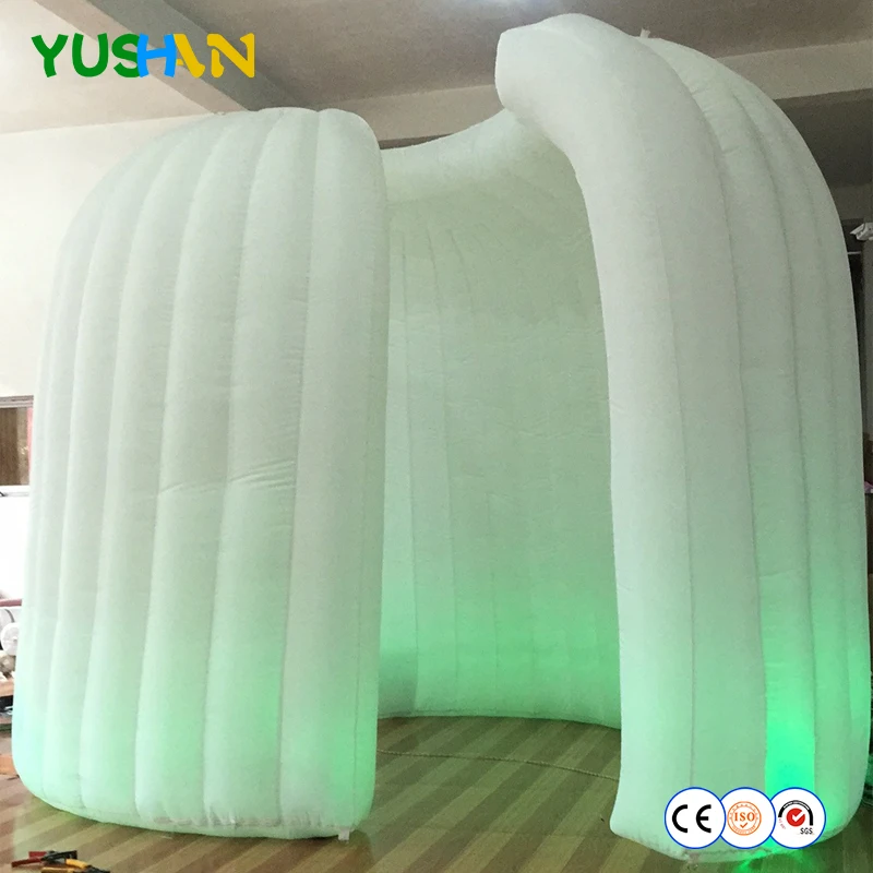 

White Inflatable Dome photo booth Party backdrop stand with RGB LED strip and Inner air fan Inflatable Enclosure tent for Party