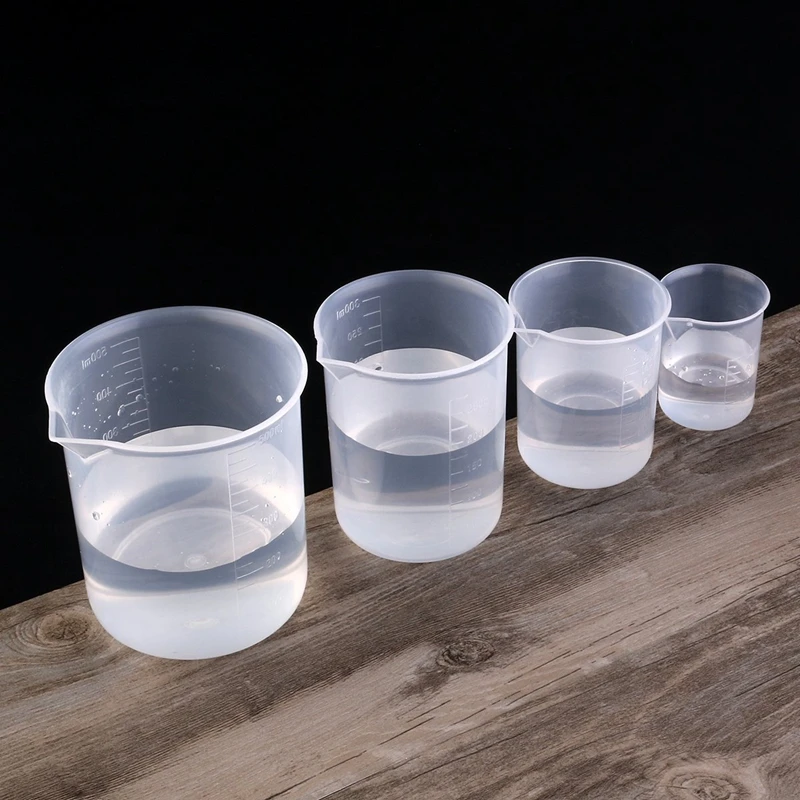 Набор из 4 мерных стаканчиков Labs Пластиковые мерные стаканы 50 мл 150 мл 250 мл 500 мл (прозрачные)