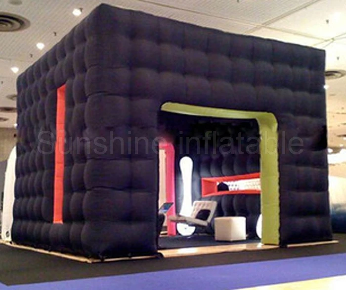 

Best sale wonderful giant inflatable cube tent black photo booth inflatable kiosk with pump for events