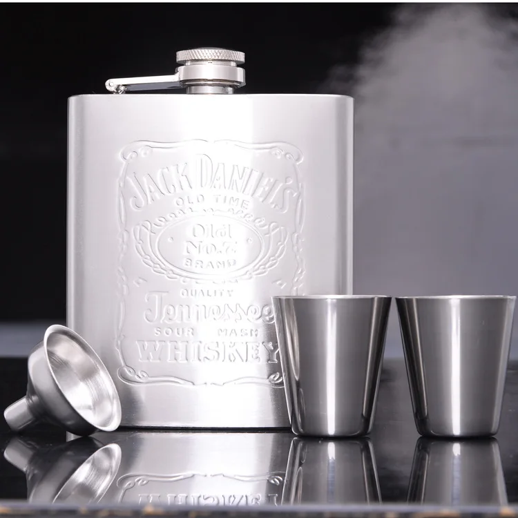7oz Portable Stainless Steel Hip Flask Set Whiskey Flask Alcohol Bottle