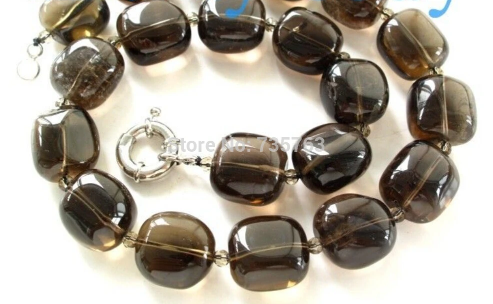 

xiuli 001279 20mm Smoky Quartz Crystal Necklace 14KGP GP