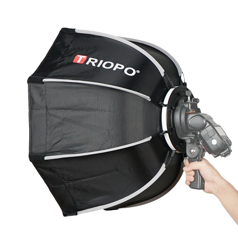 Baratos TRIOPO 55cm Octagon Softbox paraguas con mango para Godox en Camare Flash speedlite estudio de fotografía accesorios caja suave