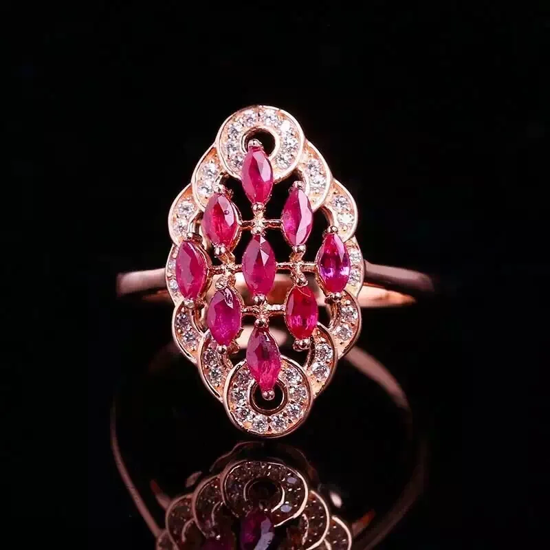 Genuine natural ruby ring authentic 925 sterling silver gem stones