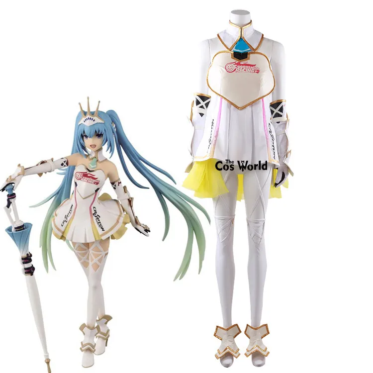 

2015 Vocaloid Hatsune Miku Racing Suit Jumpsuits Tube Tops Tee Dress Uniform Outfit Anime Cosplay Costumes