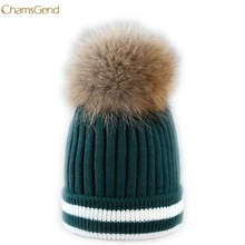 ChamsGend горячая Распродажа модная уличная зимняя шапка, вязаная шапка в полоску, женская шапка бини, шапка A2