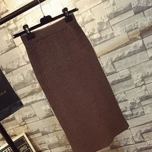 Тонкий офис юбка faldas Для женщин пикантные эластичные Высокая талия юбка-карандаш один шаг вязаные работы Строгие Черные Юбки для женщин fp0468