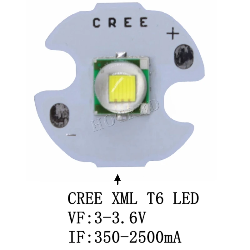 Светодиодный диодный излучатель CREE XML XM L T6 1 шт. 10 Вт холодный белый 10000 К теплый