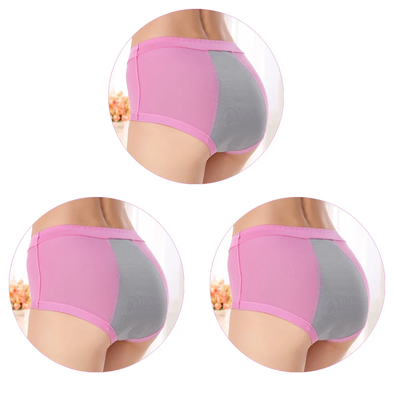 3 Pieces/Set Women Menstrual Panties High Waist Female Period Underwear Big Size Lengthen Physiological Leakproof Ladies Briefs - Цвет: 3Pcs-MelonRed