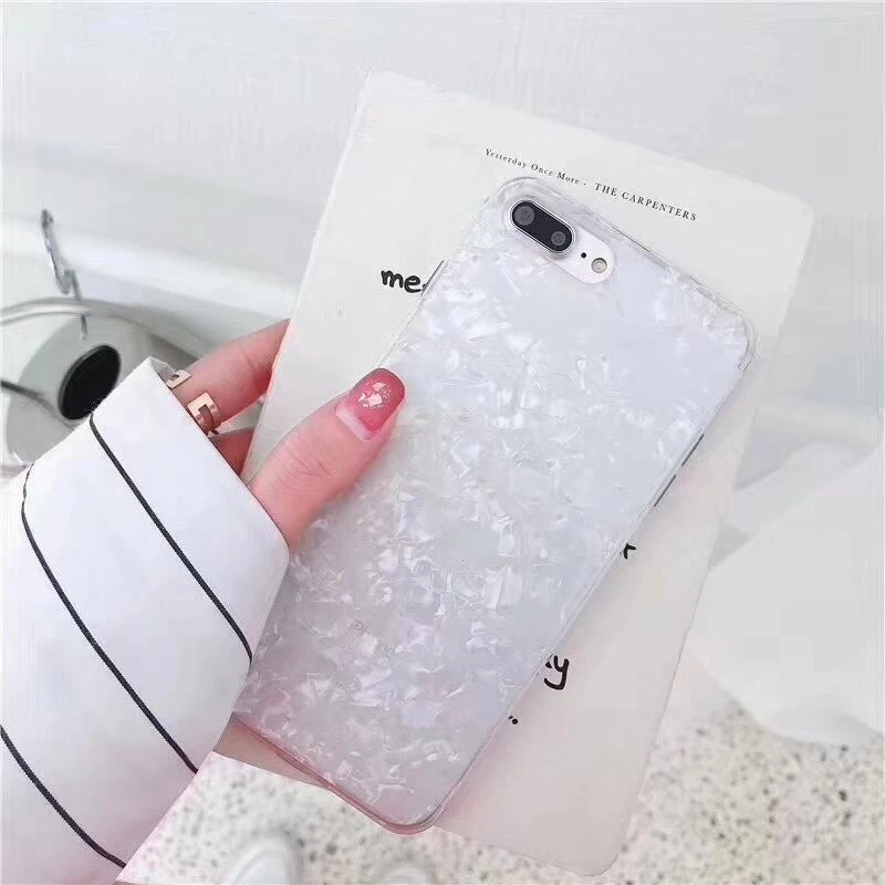 

Glitter Phone Case For iPhone 7 8 Plus Dream Shell Pattern Cases For iPhone X 8 7 6 6S 8Plus Hard Back Cover