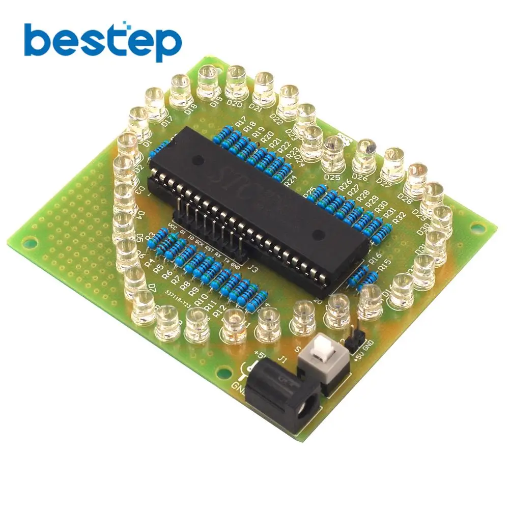 

Colorful Glare 51 Single-chip Heart-shaped Water Light Kit LED Love Light Electronic Production DIY Send Program