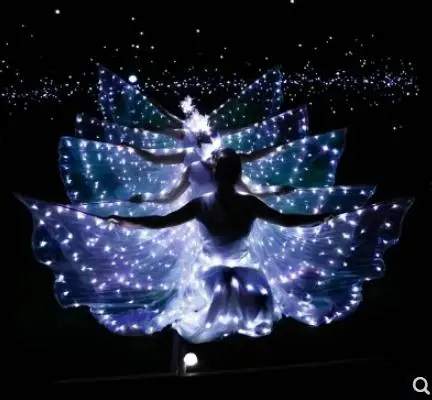Женский танец живота реквизит 360 градусов светодиодный сияющие крылья девушки танец Крылья Ангела открытия реквизит танцора крылья