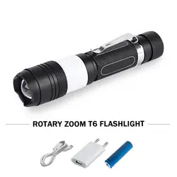 Zaklamp зум Мини Penlight cree xml t6 светодиодный фонарик usb flash light факел заряда водонепроницаемый лампы 18650 Отдых на природе света linterna