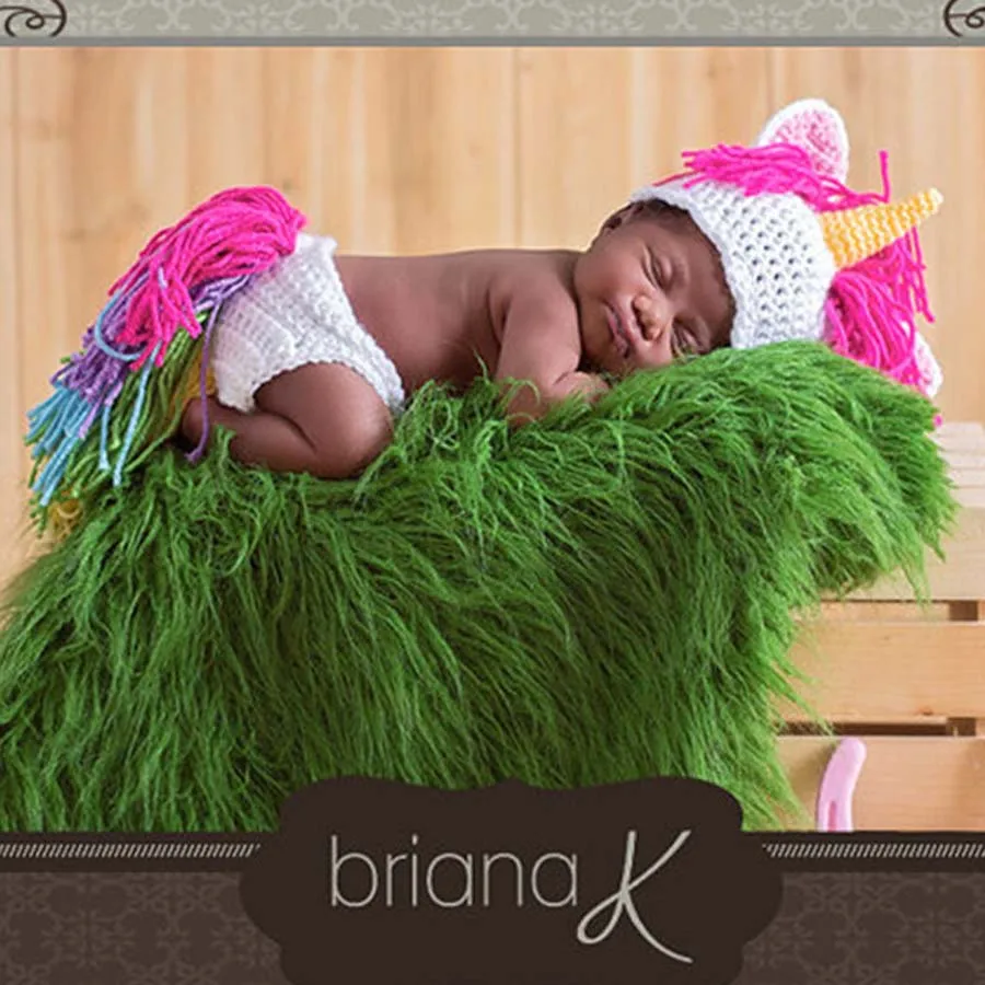 Crochet Baby Unicorn Photo Props Newborn Photography Prop Unicorn Hat and Diaper Cover Set Infant Halloween Costume 0-6M (3)