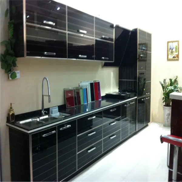 high gloss black kitchen cabinet designs