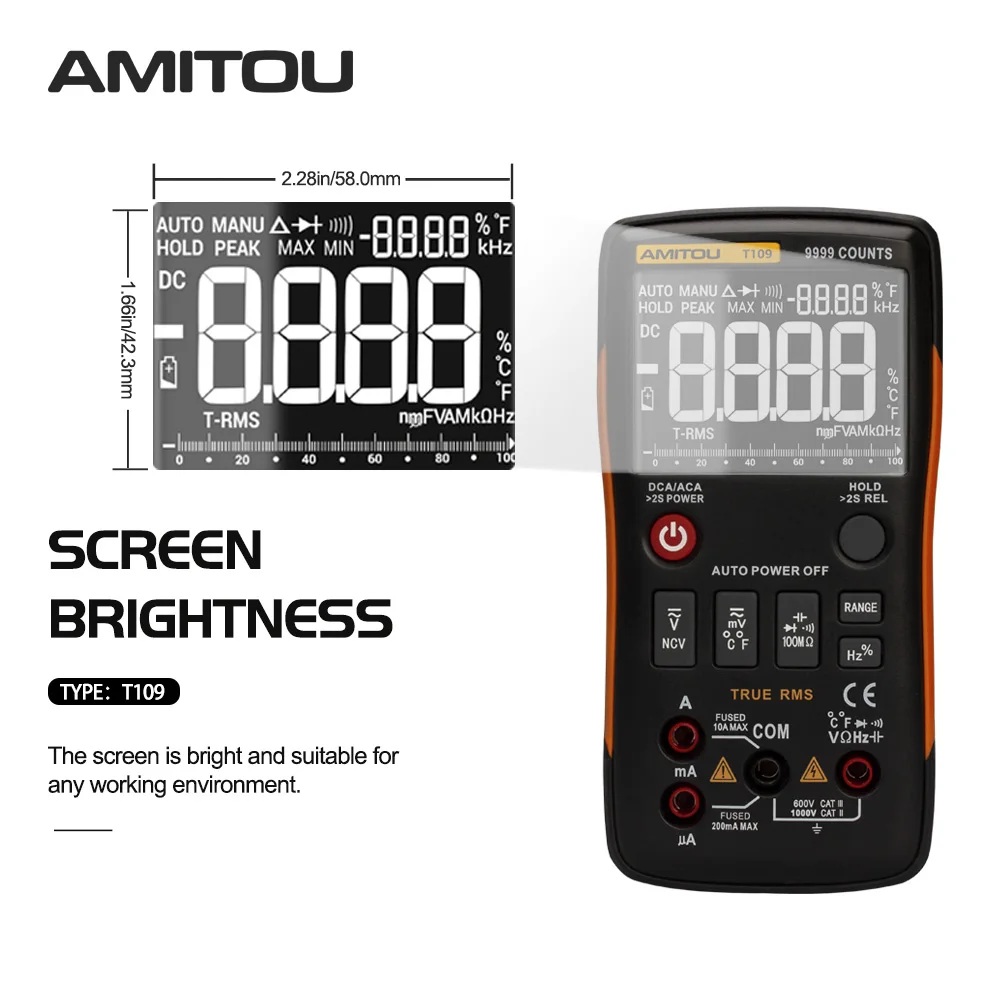 AMITOU T109 мультиметр цифровой 9999 отсчетов транзистор тестер rm409b multimeter esr метр