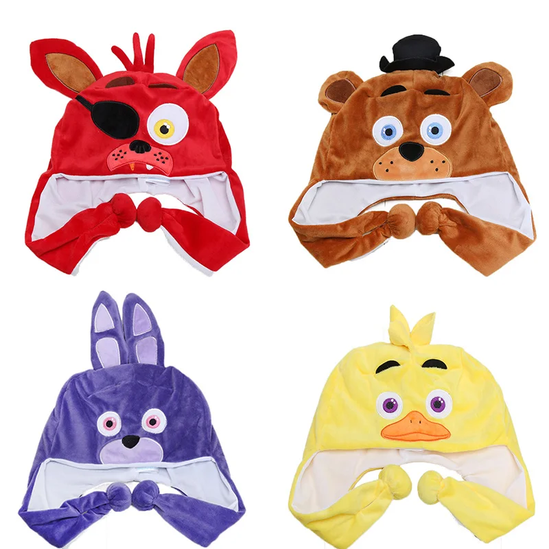 

Pack of 4pcs Five Nights At Freddy's Plush Hat Mangle Foxy Freddy Fazbear Bonnie Chica FNAF Toy Winter Warm Cap Toys peluche