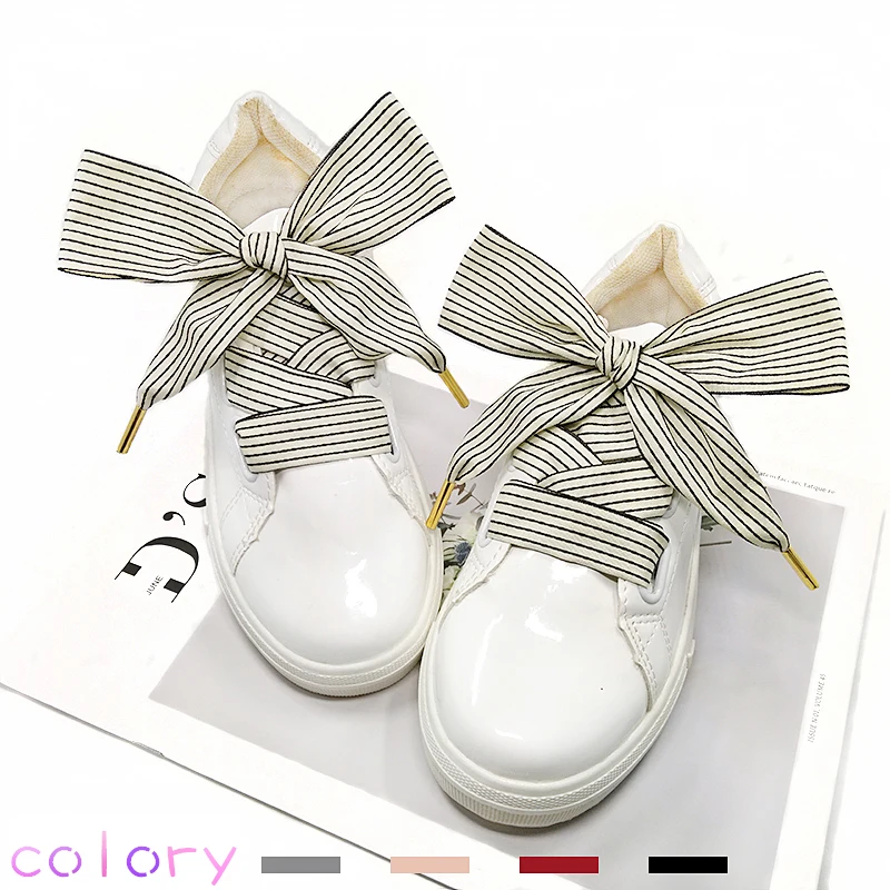 4 цвета 3,8 см ширина вышивка полосатый галстук-бабочка бутик шнурки красивые кружево расширены досуг спортивная обувь шнурки