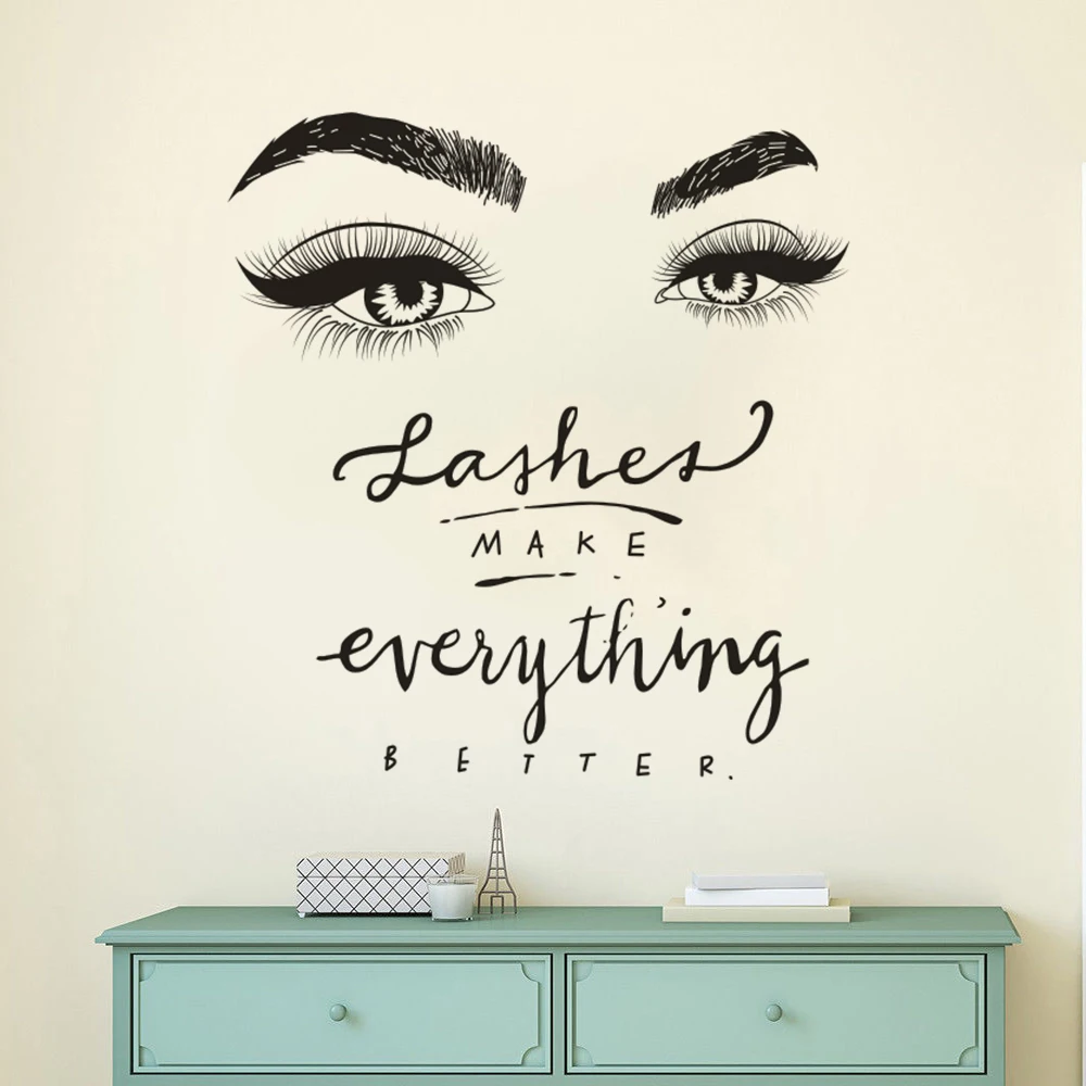 Eyelashes Eye Wall Decal Beauty Salon Decor Lashes Make Everything Better Quote Wall Mural Vinyl Eyelashes Eye Wall Decal Beauty Salon Decor Lashes Make Everything Better Quote Wall Mural Vinyl