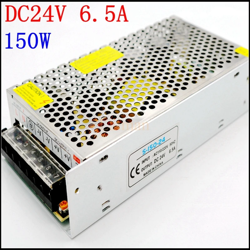 

AC 100V-240V to DC 24V 6.5A 150W Voltage Transformer Switch Power Supply Adapter Regulated for Led Strip Display Driver