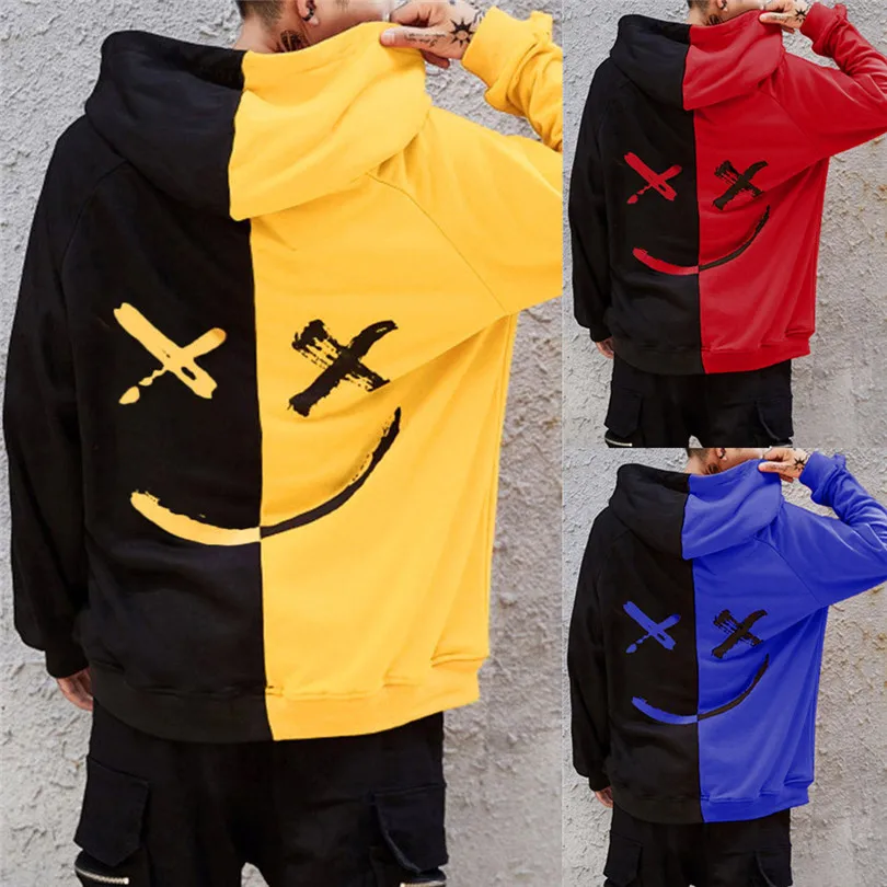 New Fashion Unisex Men Autumn Winter Teen's Smiling Face Fashion Print Hoodie Sweatshirt Jacket Casual Pullover Outwear  #4F04 (1)