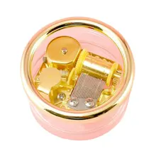 Home Decoration Circle GoldTransparent round Wind Up Music Box Gift Castle in the Sky Happy Birthday H01
