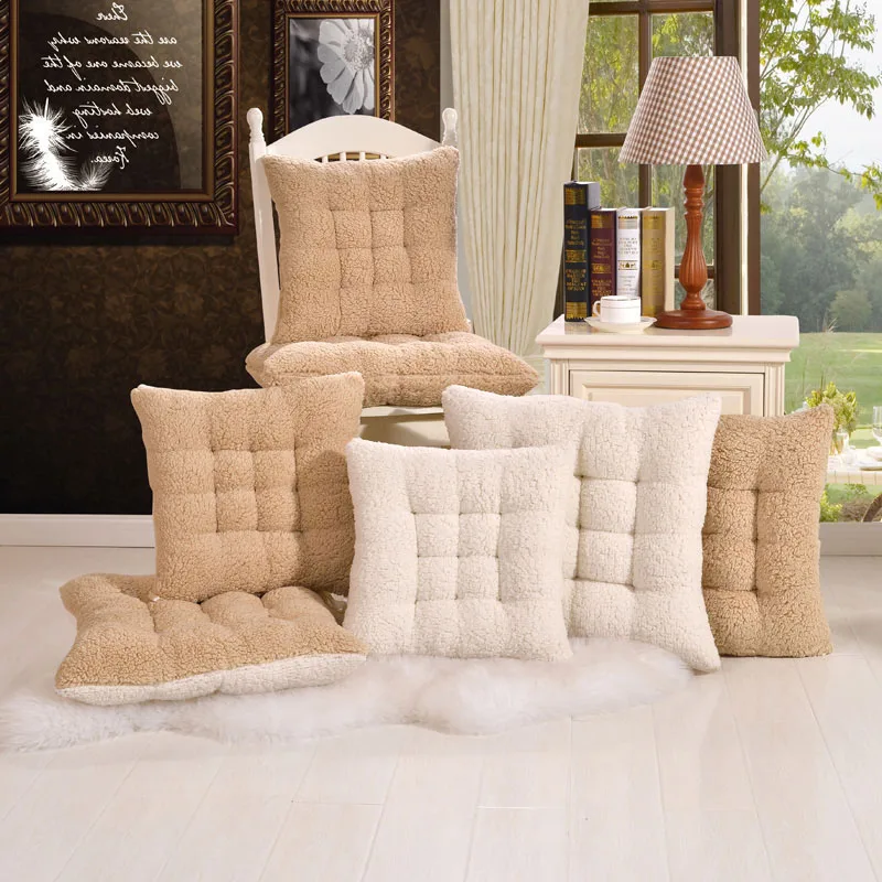 

Hoomall Seat Cushion Warm Lamb Cashmere Soft Chair Cushion Winter Office Bar Chair Pillows Comfortable Winter Floor Cushions1PC