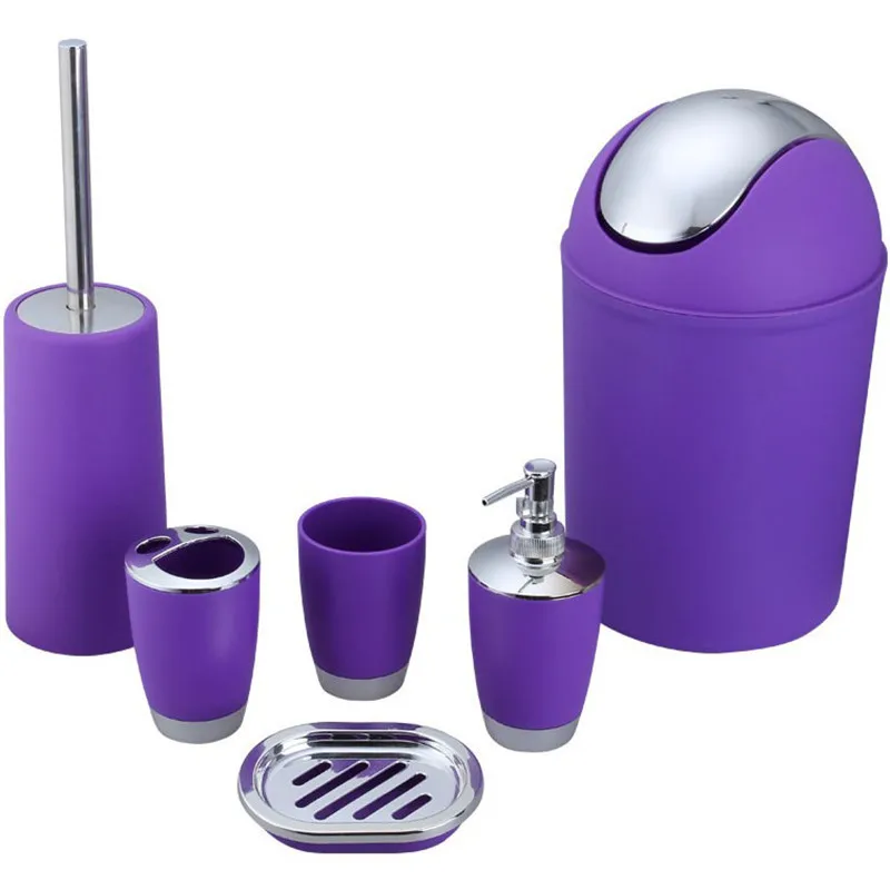 

Hot Sales 6Pcs/set Bathroom Accessory Set Soap Dish Dispenser Tumbler Toothbrush Holder