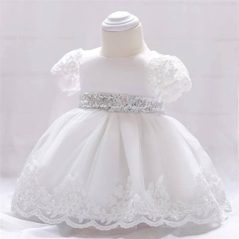 DE PEACH/ свадебное платье с вышивкой и блестками и бантом для маленьких девочек; платье для дня рождения и крещения; одежда на крестины для маленьких детей
